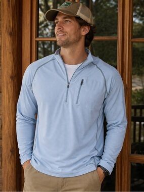 L.L. Bean Light Blue Quarter-Zip Performance Jacket